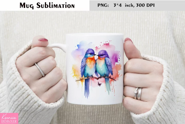 Watercolor Bird Mug Sublimation|Animal Mug Design