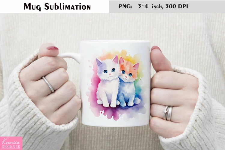 Watercolor Cat Mug Sublimation|Animal Mug Design