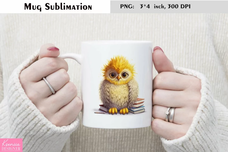 Watercolor Owl with Books Mug Sublimation