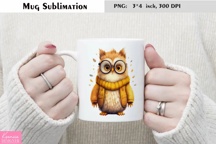 Watercolor Owl with Books Mug Sublimation