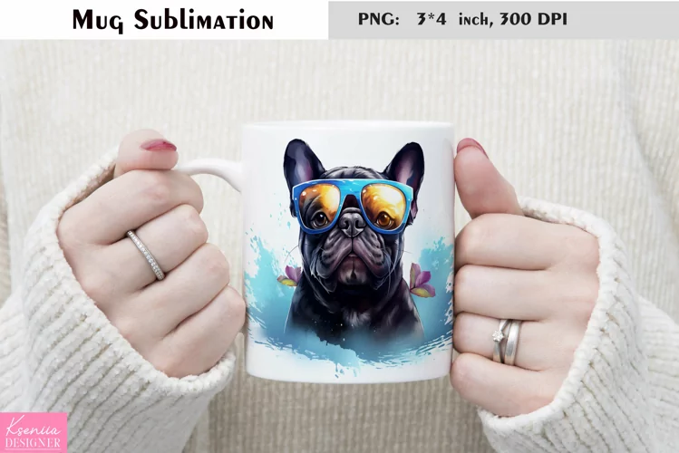Watercolor Bulldog Mug Sublimation|Summer Dog