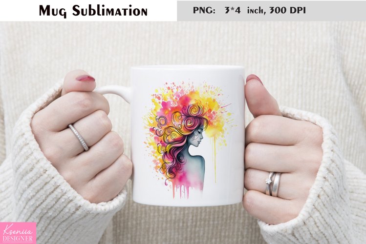 Watercolor Love Mug Sublimation|Floral Mug Design