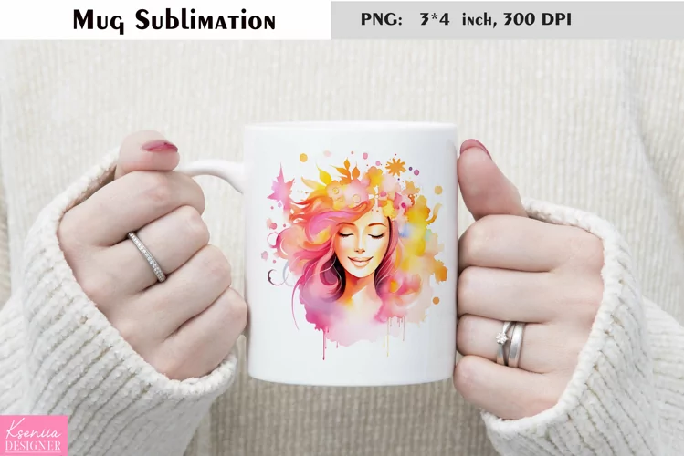 Watercolor Woman Mug Sublimation|Girl Face Mug Design