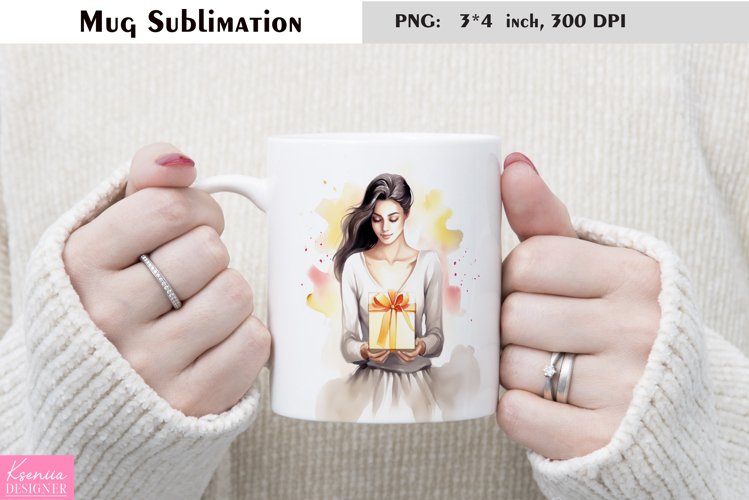 Watercolor Gift Mug Sublimation|Birthday Mug Design