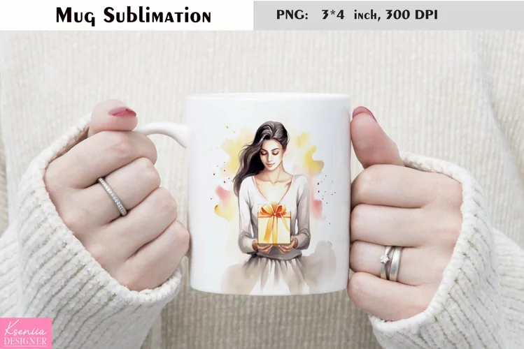 Watercolor Gift Mug Sublimation|Birthday Mug Design