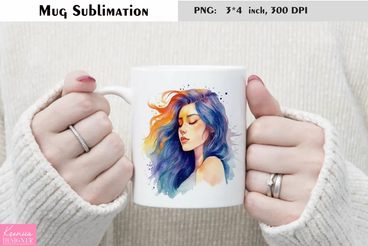 Watercolor Girl Mug Sublimation|Birthday Mug Design