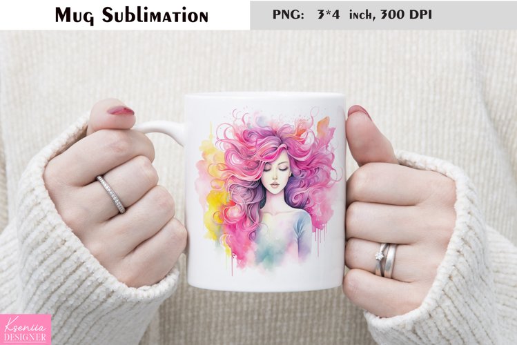 Watercolor Love Mug Sublimation|Floral Mug Design