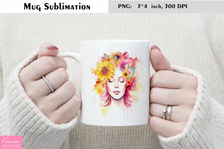 Watercolor Mug Sublimation|Flower Girl