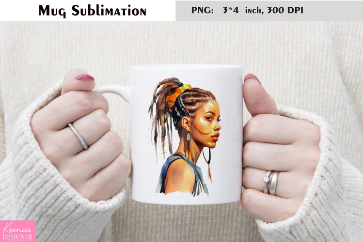 Watercolor Girl Mug Sublimation|Birthday Mug Design example image 1