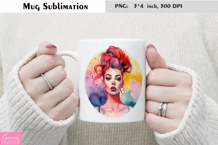 Watercolor Mug Sublimation|Happy Girl Mug Design