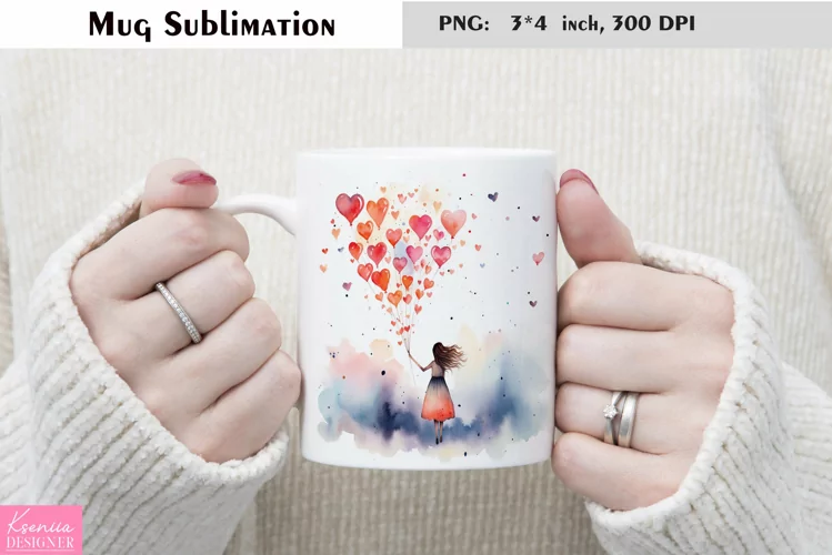 Watercolor Love Mug Sublimation|Heart Mug Design