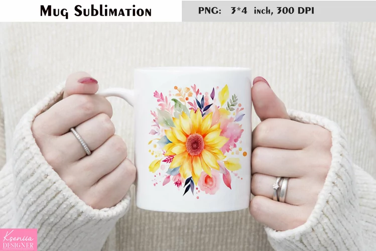 Watercolor Flower Mug Sublimation|Floral Design