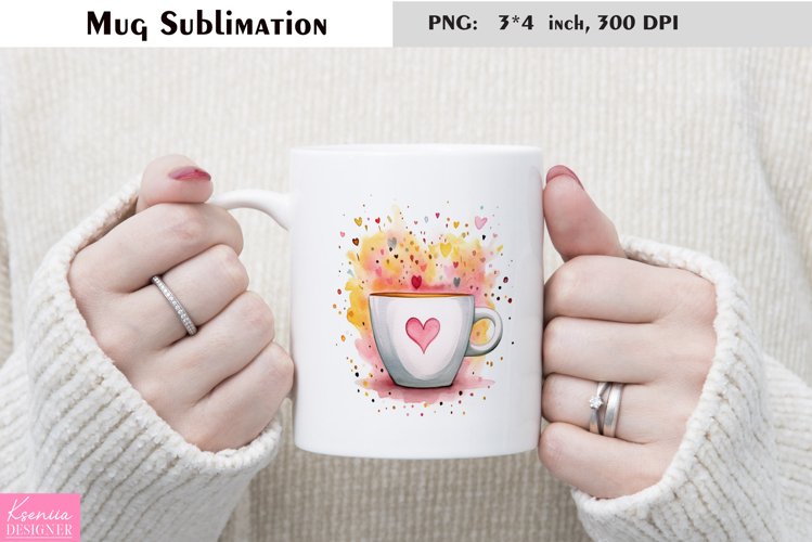 Watercolor Love Mug Sublimation|Floral Mug Design