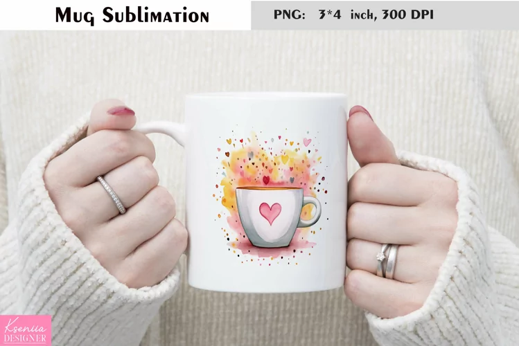 Watercolor Love Mug Sublimation|Floral Mug Design