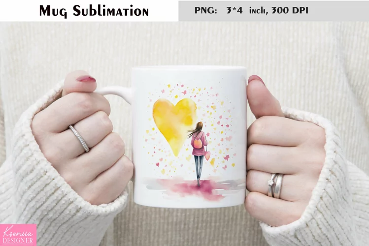 Watercolor Heart Mug Sublimation|Love Mug Design