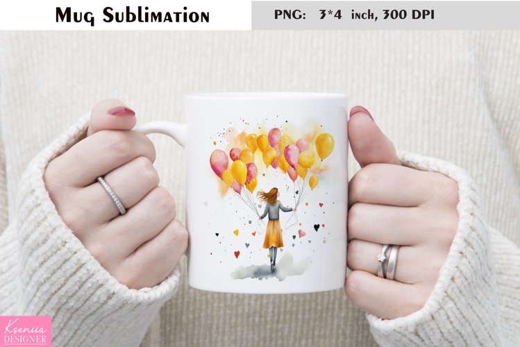 Watercolor Girl Mug Sublimation|Birthday Mug Design