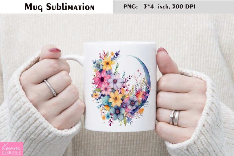 Watercolor Flower Mug Sublimation|Floral Mug Design