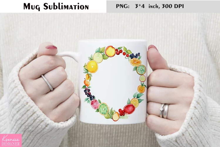 Watercolor Fruit Mug Sublimation|Floral Mug Design