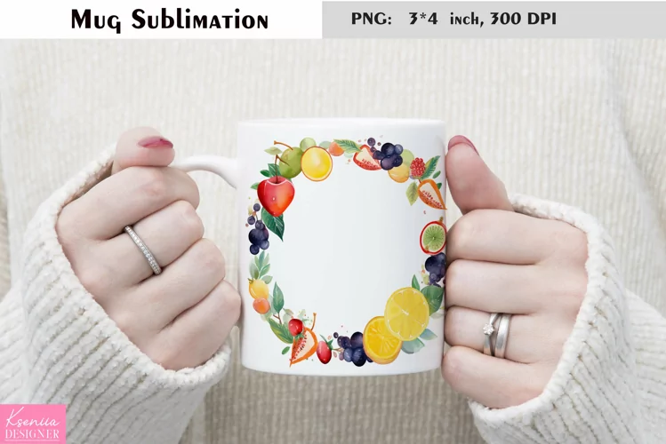 Watercolor Fruit Mug Sublimation|Floral Mug Design