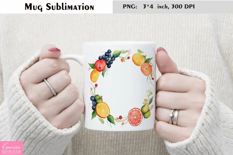 Watercolor Fruit Mug Sublimation|Floral Mug Design