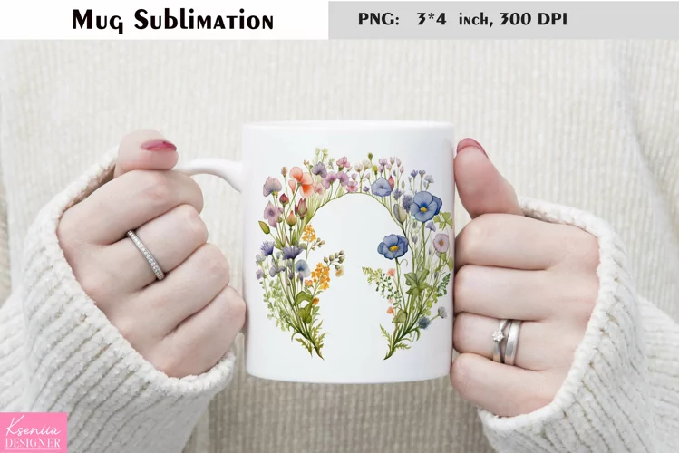 Watercolor Flower Mug Sublimation|Floral Mug Design
