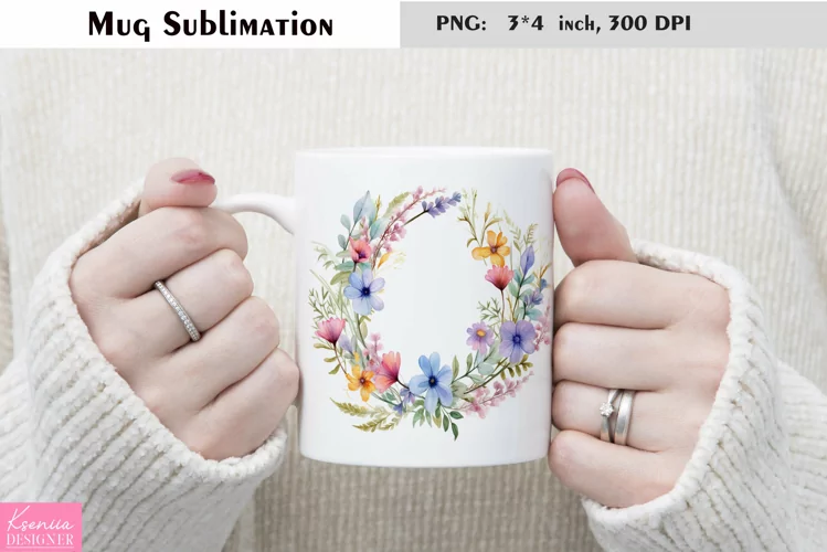 Watercolor Flower Mug Sublimation|Floral Mug Design