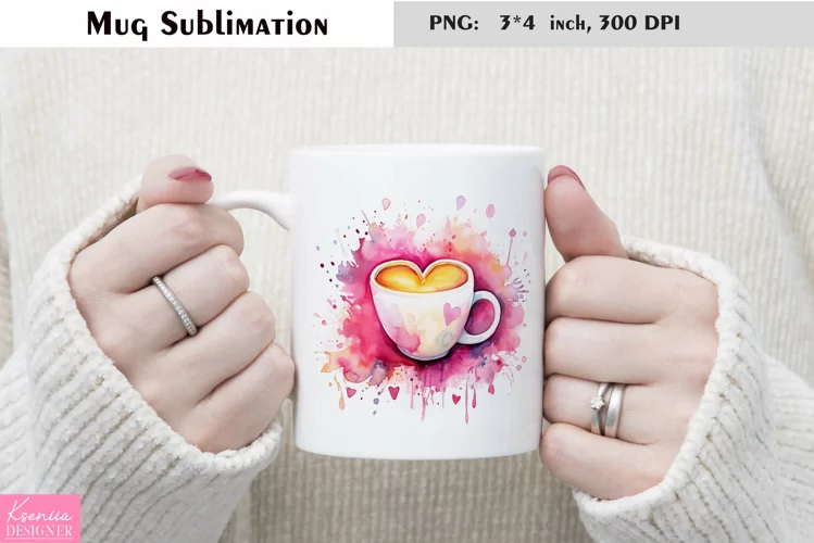 Watercolor Love Mug Sublimation|Floral Mug Design
