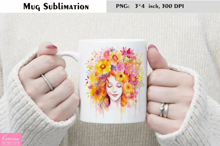 Watercolor Flower Mug Sublimation|Floral Design