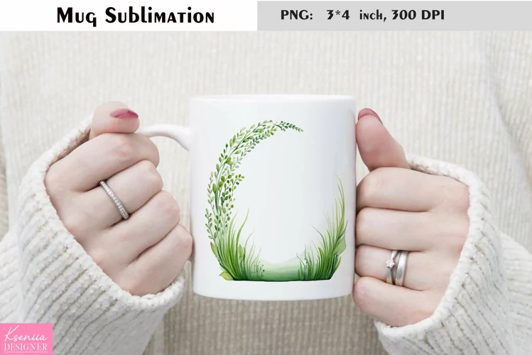 Watercolor Grass Mug Sublimation|Floral Mug Design