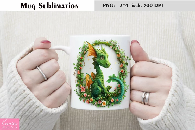 Watercolor Dragon Mug Sublimation|Magical Mug Design