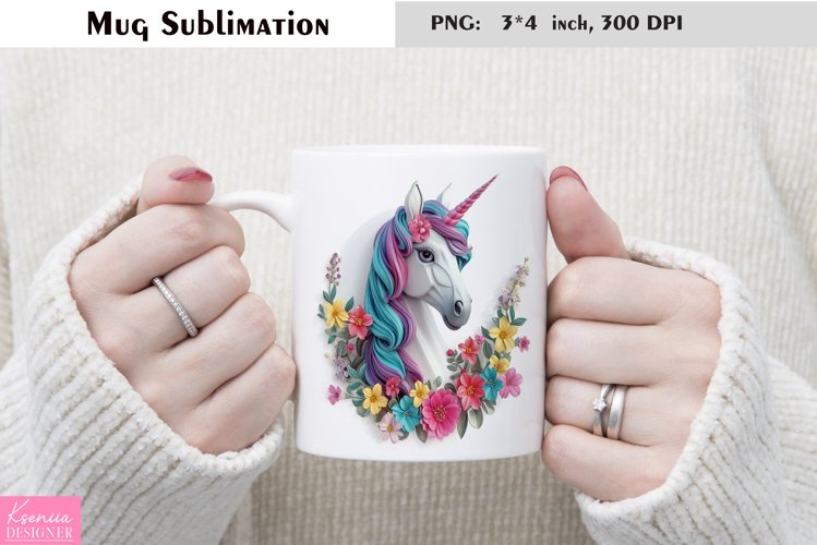 Watercolor Unicorn Mug Sublimation|Magical Mug Design