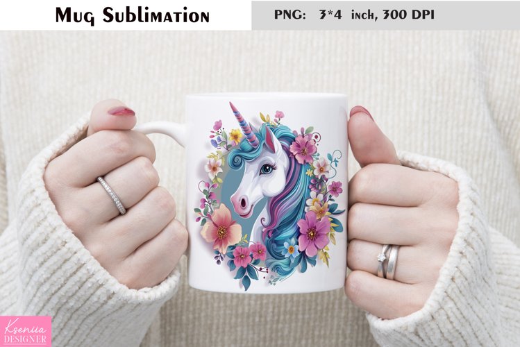 Watercolor Unicorn Mug Sublimation|Magical Mug Design example image 1
