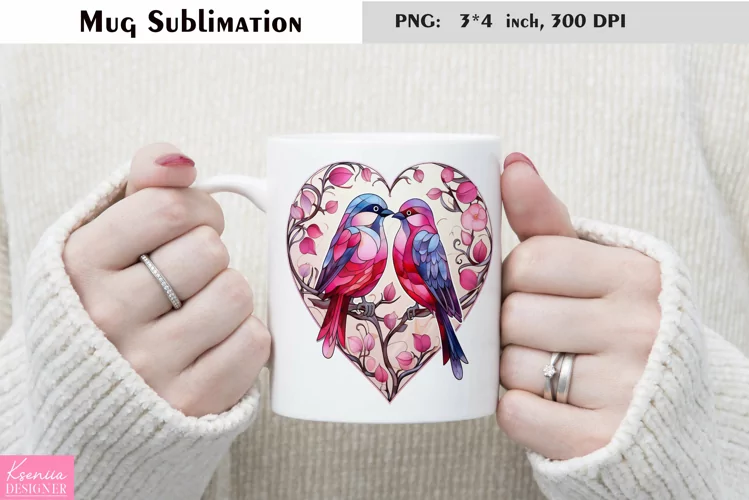 Stained Glass Love Mug Sublimation|Heart Mug Design
