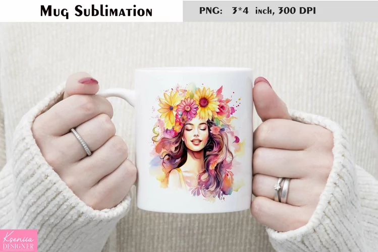 Watercolor Flower Mug Sublimation|Floral Design