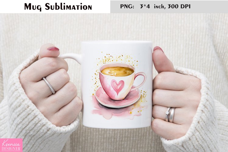 Watercolor Love Mug Sublimation|Floral Mug Design