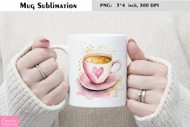 Watercolor Love Mug Sublimation|Floral Mug Design