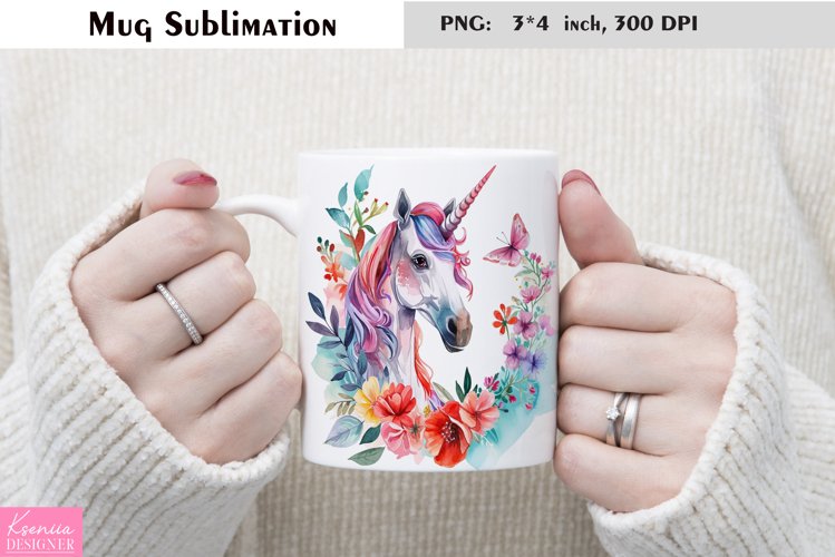 Watercolor Unicorn Mug Sublimation|Magical Mug Design
