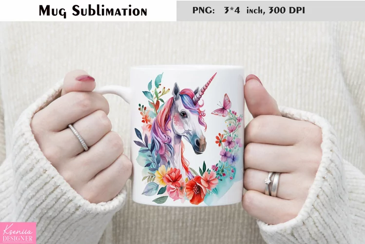 Watercolor Unicorn Mug Sublimation|Magical Mug Design