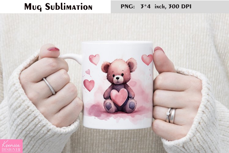 Watercolor Love Mug Sublimation|Heart Mug Design