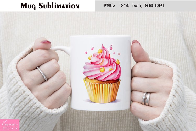 Watercolor Sweet Mug Sublimation|Cake Mug Design