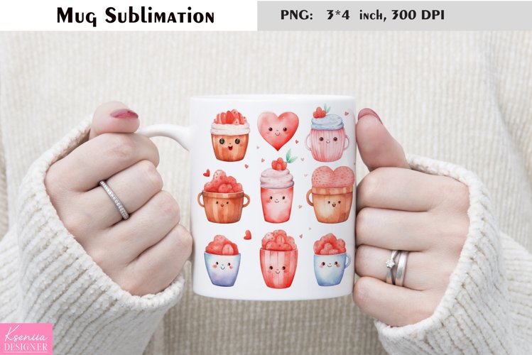 Watercolor Love Mug Sublimation|Floral Mug Design