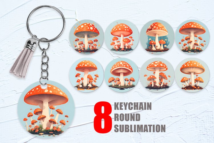 Keychain Watercolor Mushroom | Keyring