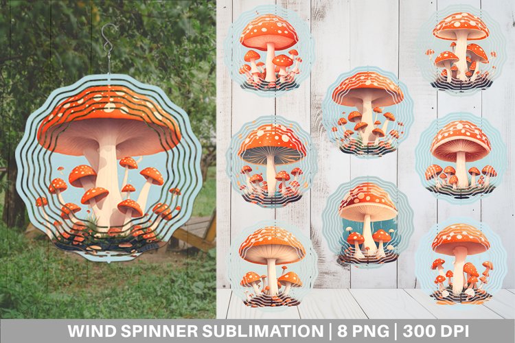 Watercolor Mushroom Wind Spinner | Sublimation Spinner Desig