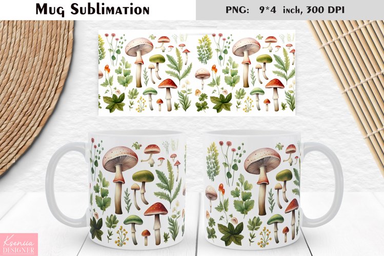 Watercolor Mushroom | Fall Floral Mug Design example image 1