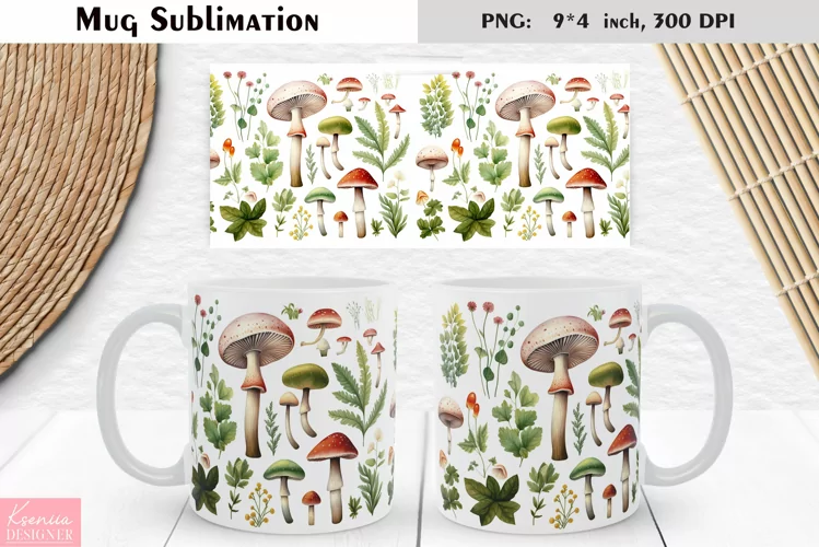 Watercolor Mushroom | Fall Floral Mug Design