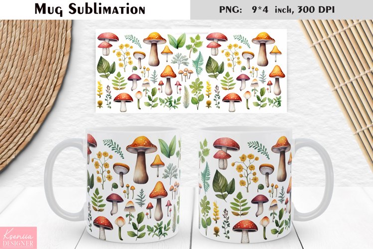 Watercolor Mushroom | Fall Floral Mug Design