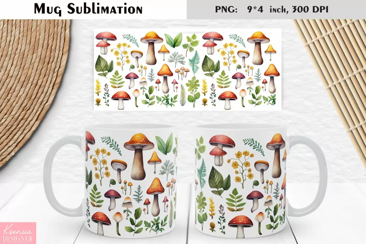 Watercolor Mushroom | Fall Floral Mug Design
