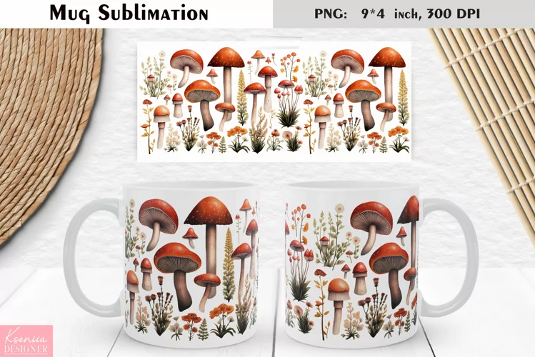 Watercolor Mushroom | Fall Floral Mug Design