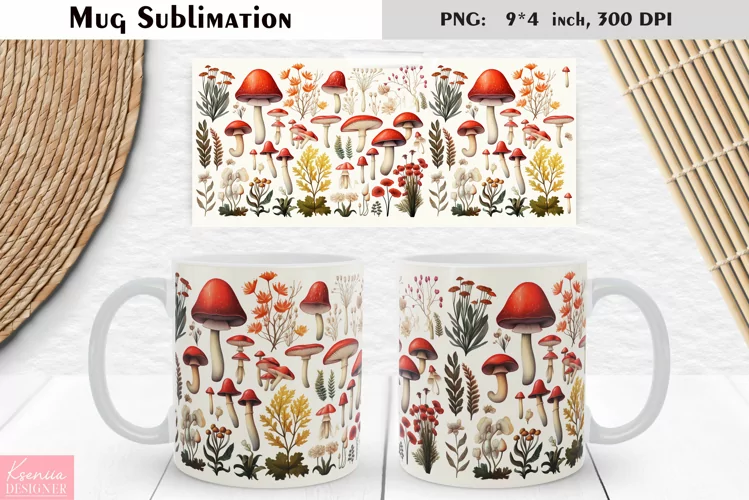 Watercolor Mushroom | Fall Floral Mug Design