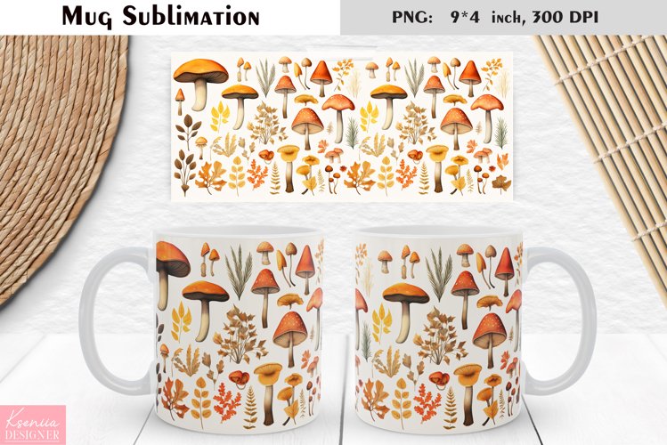 Watercolor Mushroom | Fall Floral Mug Design
